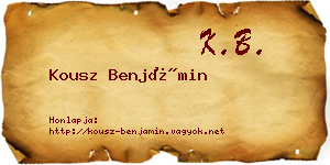 Kousz Benjámin névjegykártya
